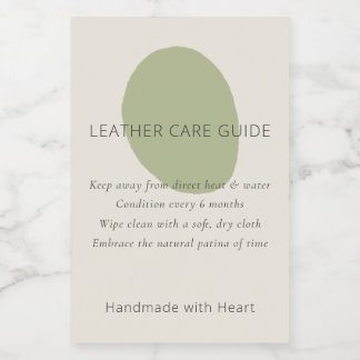 Leather Care Guide Sage Artisan 2x3 Custom Label
