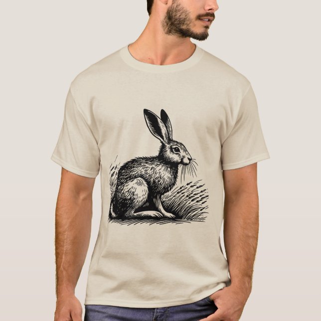 Lebre do Campo – Design de Camiseta Coelho Rústico (Frente)