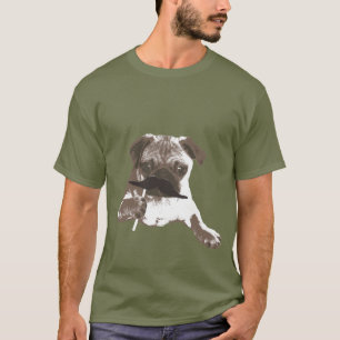 Legal bigode Papa Pug T-Shirt