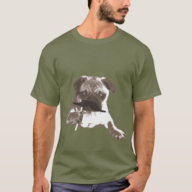 Legal bigode Papa Pug T-Shirt (Frente)
