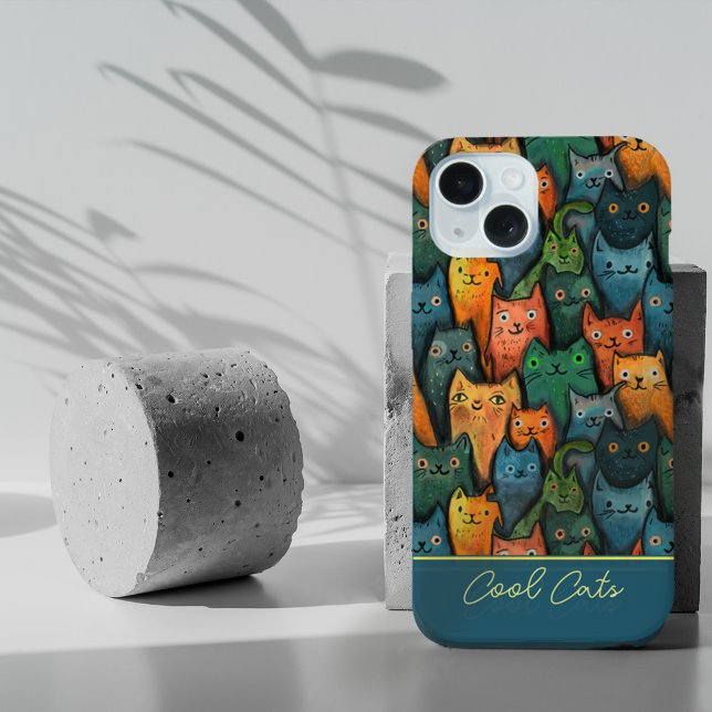 Legal Cats Aquarela Colorida (Cool Cats Watercolor Colorful iPhone 15 Case)