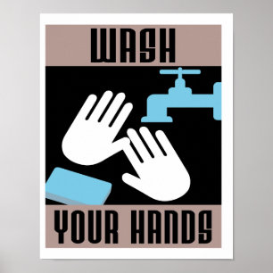 Legal Retro Lave Suas Mãos Poster