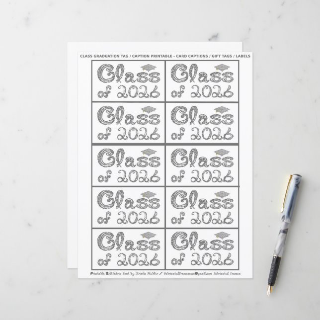 Legenda da Etiqueta de Prata de Graduação da Turma (Frente/Verso In Situ)