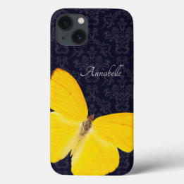 Legenda Yellow Butterfly Black Damask Add Name
