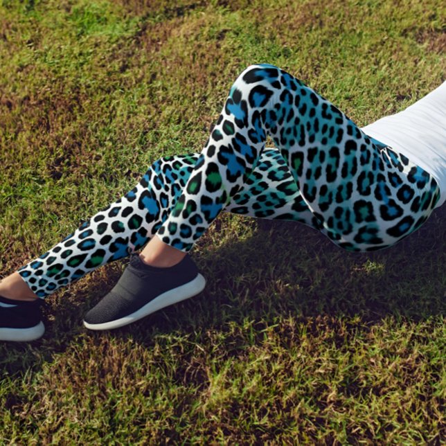 LEGGING 青と緑のヒョウ柄レギンスハイウェストカプリ (Criador carregado)