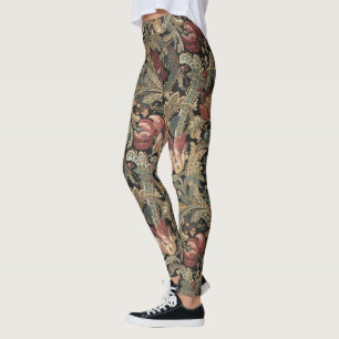 Legging 1918 Vintage Rich Floral Tapeçaria Brocade Damask