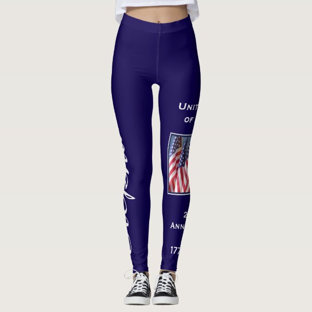 Legging 250º Aniversário, nome personalizado yoga (Frente)