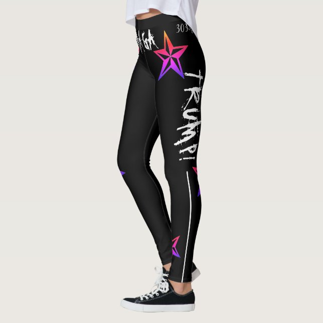 LEGGING 303 TRUMP! MAGA! RAINBOW NAUTICAL STARS, BLACKOUT (Esquerda)