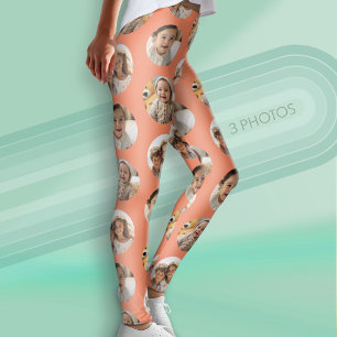 Legging 3 Colagem de Fotos Padrão de Meio Brick - Círculo