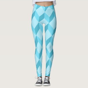 Legging 3D Cubos Azuis Aqua Geométricos