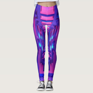 Legging "3D Púrpura e Blue Geo Leggings: Design Futurístic