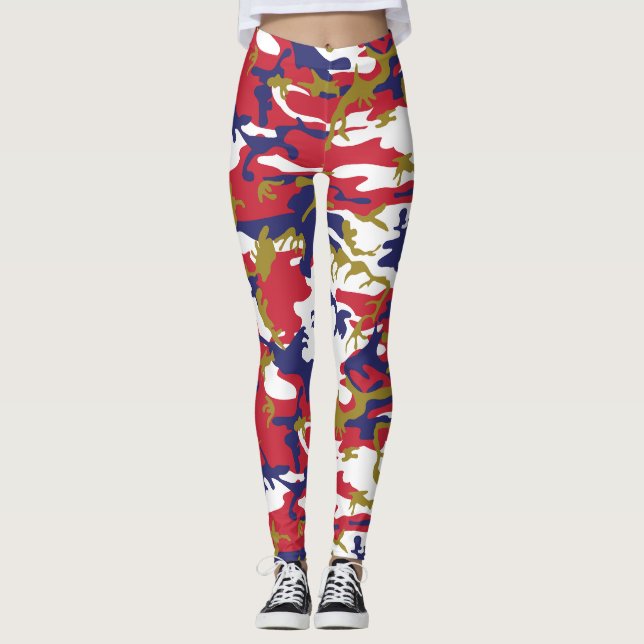 Legging 4 de Julho, Dia da Independência, Camuflagem Doura (Frente)