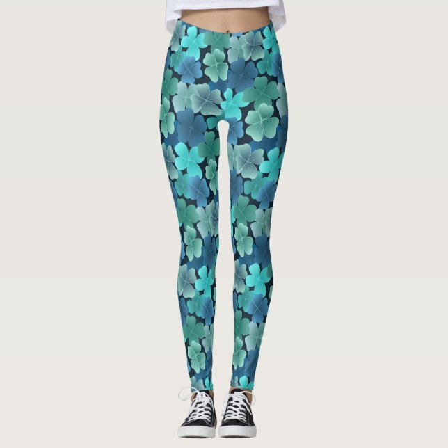 Legging 4folha em azul (Frente)