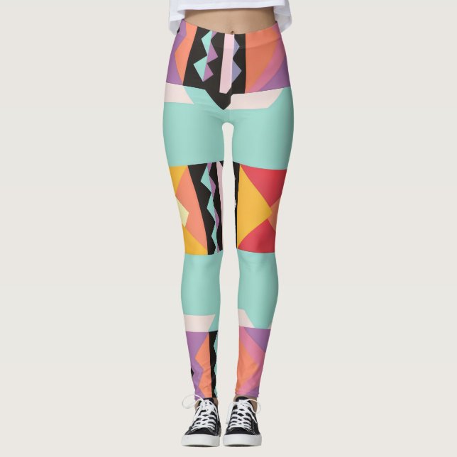 Legging 8 listras e triângulos coloridos (Frente)