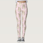 Legging A aguarela floral feminino do coelho de coelho<br><div class="desc">Design na moda e fresco que caracteriza o coelho adorável do bebê com um headpiece floral</div>