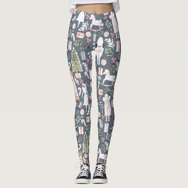 Legging A aquarela moderna do quebra-nozes (Frente)