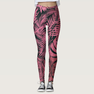 Legging A árvore de palmeiras cor-de-rosa de na moda rosa