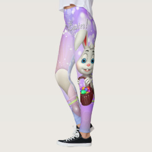 Legging A cesta do coelho de felz pascoa Eggs caneleiras