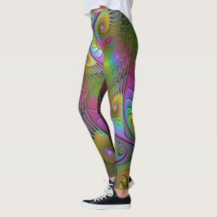 Legging A Colorida Arte Fractal Abstrata Alucinante Lumino