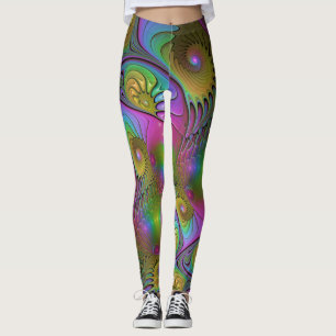 Legging A Colorida Arte Fractal Abstrato Moderna e Luminos