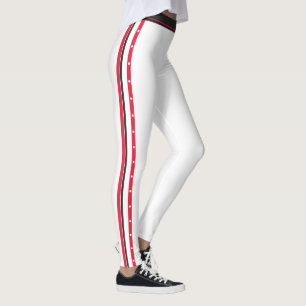 Legging A forma lateral na moda da listra abotoa o preto