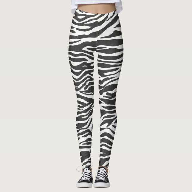Legging a ioga animal das caneleiras do impressão da zebra (Frente)