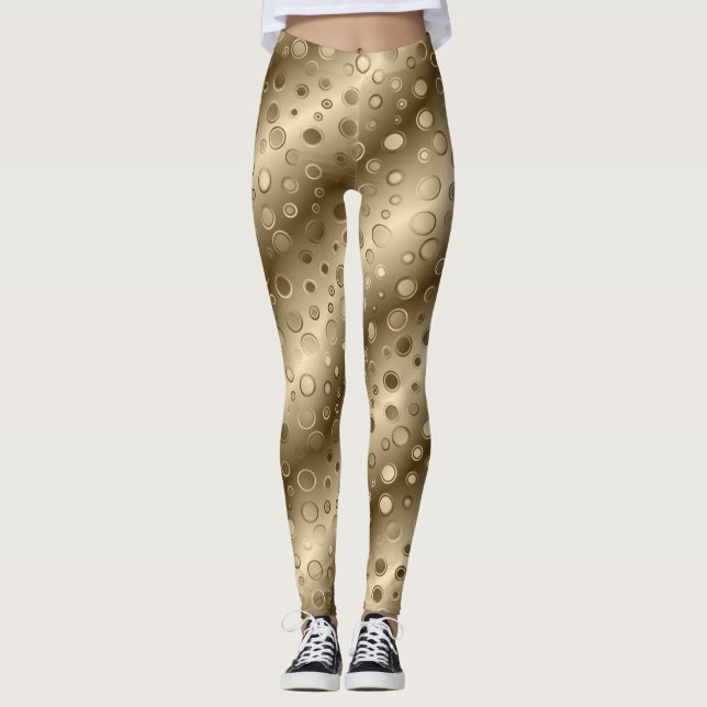 Legging A ioga Glam Dourado arfa caneleiras do exercício (Frente)