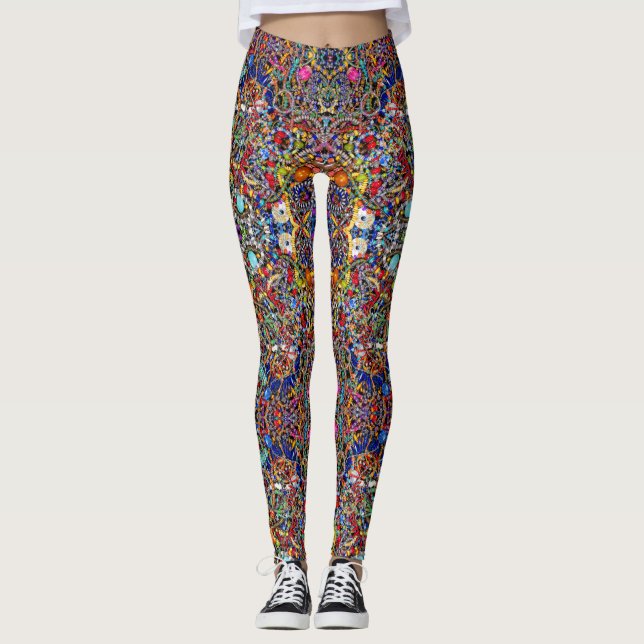 Legging A jóia inspirou kaleidoscopic colorido das (Frente)
