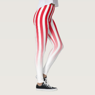 Legging A listra branca vermelha dos doces desvanece-se