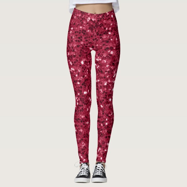 Legging A magenta vermelha escura brilha (Frente)