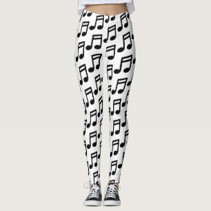 Legging A música preto e branco nota caneleiras do partid