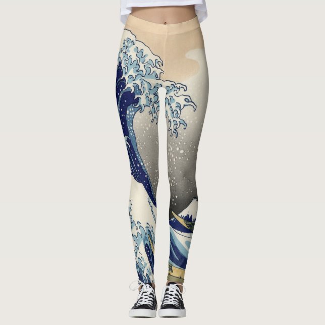 Legging A onda do Excelente de Kanagawa Hokusai (Frente)