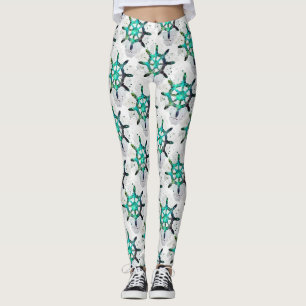 Legging A Roda do Capitão em Cores Verdes Azul