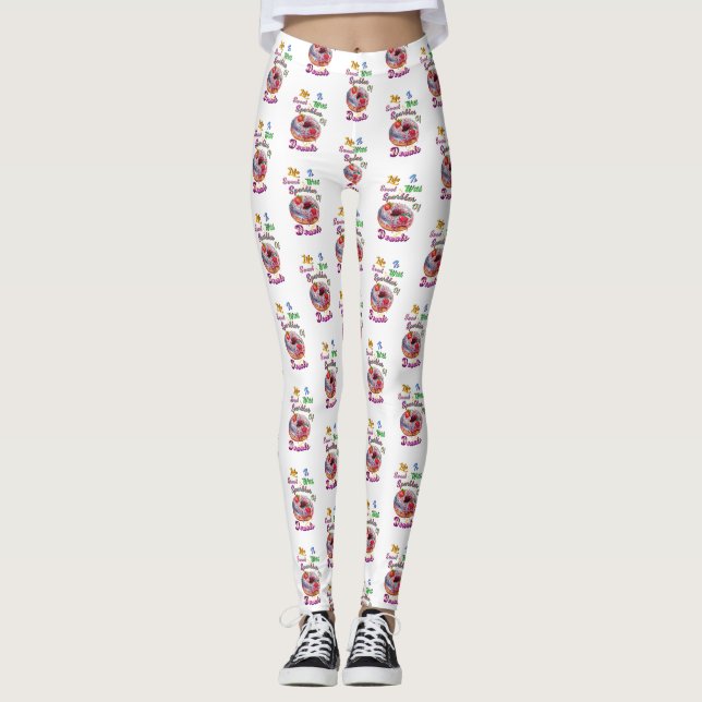 Legging A Vida Treggings É Doce Com Faíscas De Donuts (Frente)