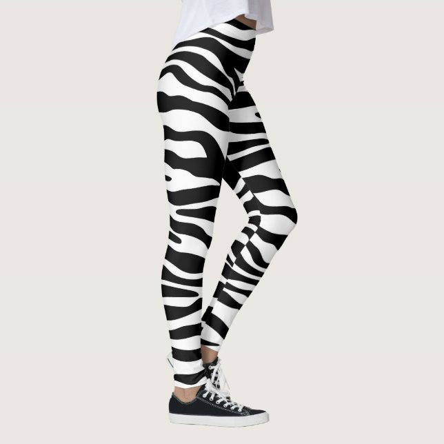 Legging A zebra listra o preto & o branco do teste padrão (Direita)