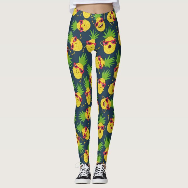 Legging Abacaxis de rabanete, desenhados à mão, padrão de  (Frente)