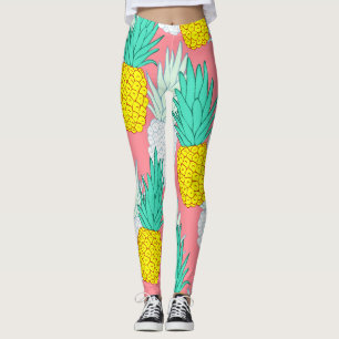 Legging Abacaxis Tropicais: Chic de Cartoon Vermelho.
