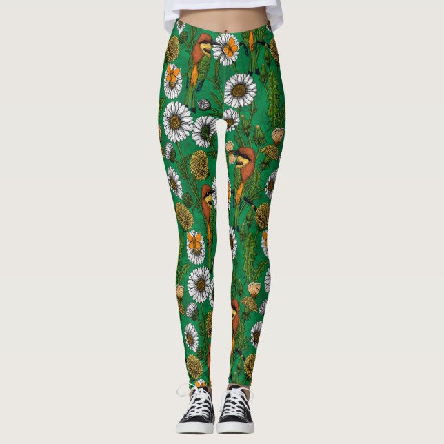 Legging Abelhas comem num campo de primavera (Frente)