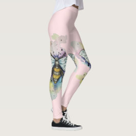 Legging Abelhas Cortadas E Pernas De Lavagem Arco-Íris