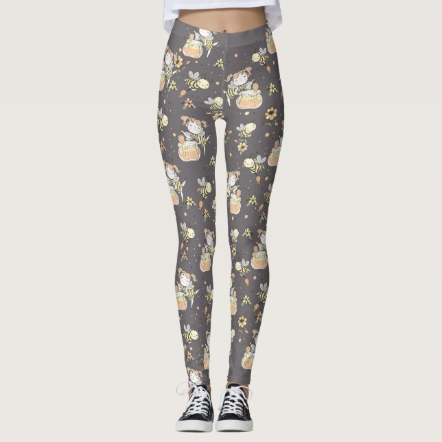 Legging Abelhas, Fadas & Abelhas Bebês em Padrão Contínuo (Frente)