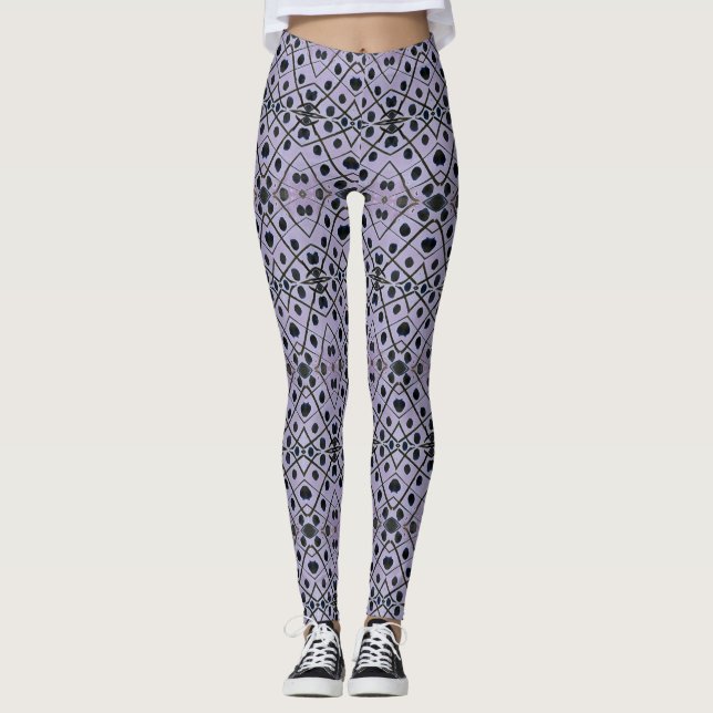 Legging ABL - 129 - design roxo e preto - Pernas (Frente)