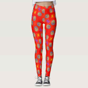 Legging ABL - 130 - Tiros vermelhos e coloridos - Pernas