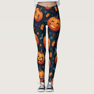 Legging abóbora-de-abóbora-de-bruxa-das-índia