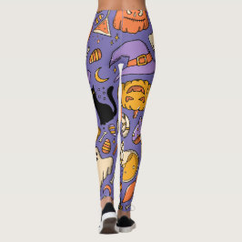 Legging Abóbora de Halloween Assustadora Bruxa