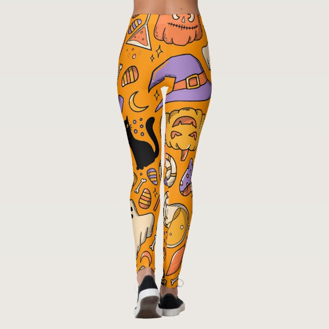 Legging Abóbora de Halloween Assustadora Bruxa (Verso)