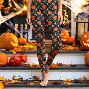 Legging Abóbora de Halloween e Festas de Crânio