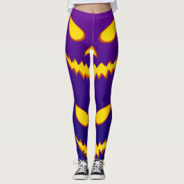 Legging Abóbora do Jack o Lantern com Rosto Sorridente de 