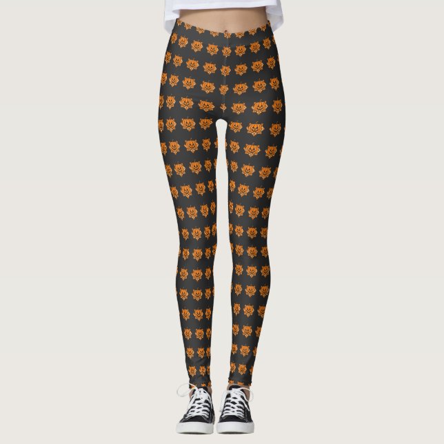 Legging Abóbora Geométrica de Halloween (Frente)