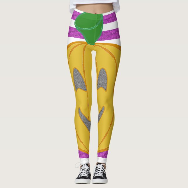 Legging Abóbora Laranja Moderna Grande Feliz (Frente)