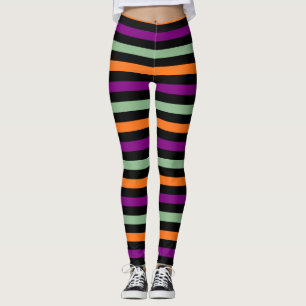 Legging Abóbora, Roxo, Verde e Negro Horiz. Listras